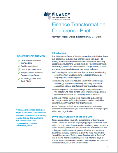Finance Transformation Conference Brief