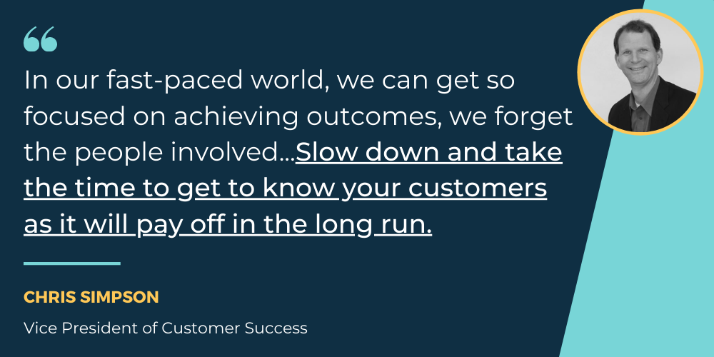 Direct Commerce's Vice President of Customer Success, Chris Simpson, quote about customer success best practices